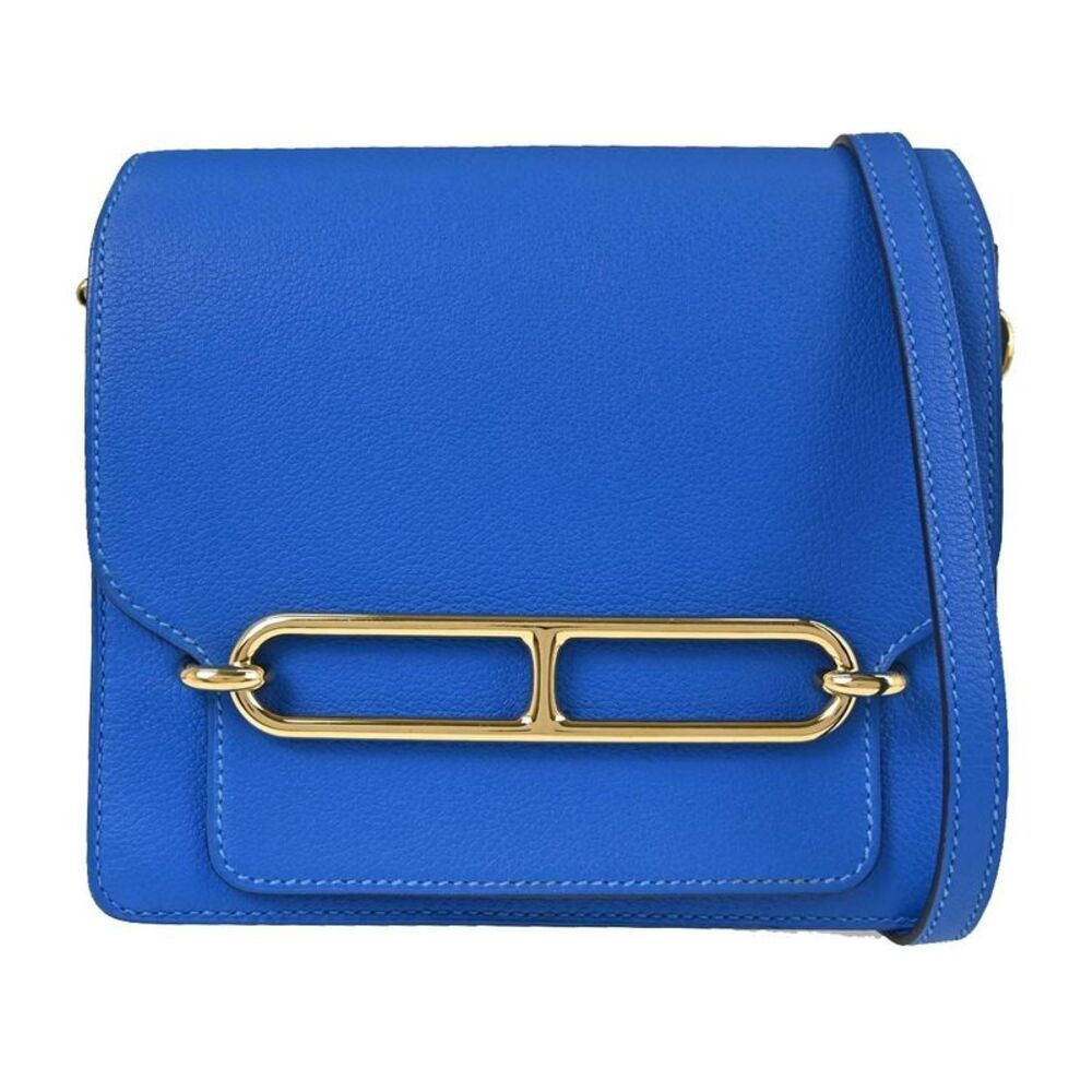 Hermes Roulis Evercolor Blue Leather Handbag